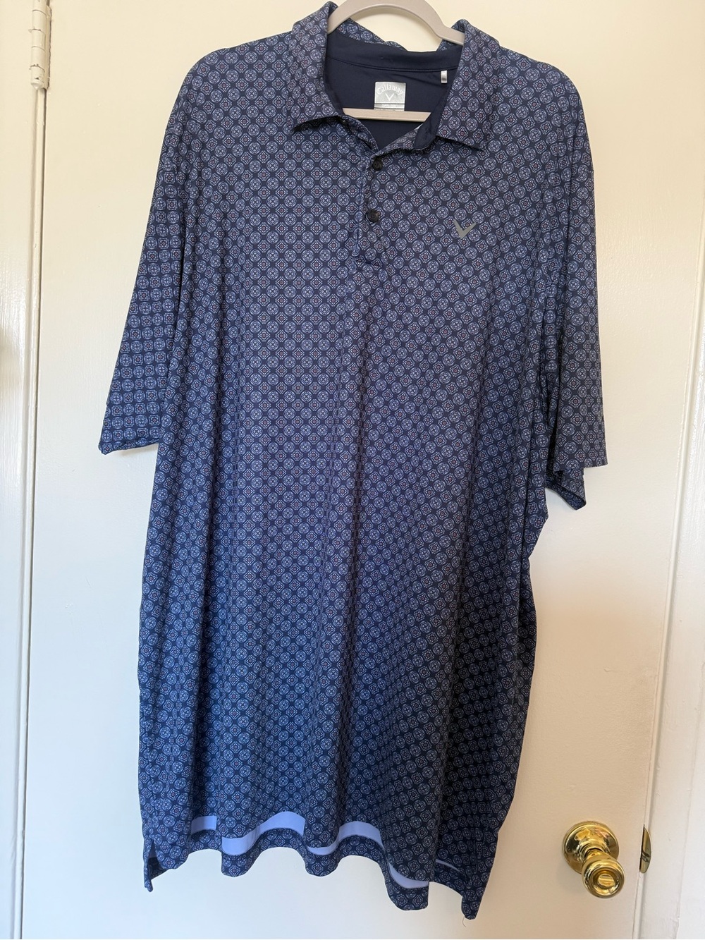 Callaway Opti-Dri Blue Geometric Print Golf Polo Shirt Men's Size 2XLT